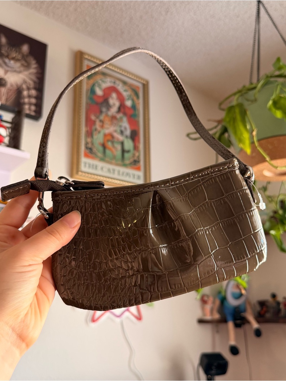 Vintage 90s Liz Claiborne brown leather mini purse